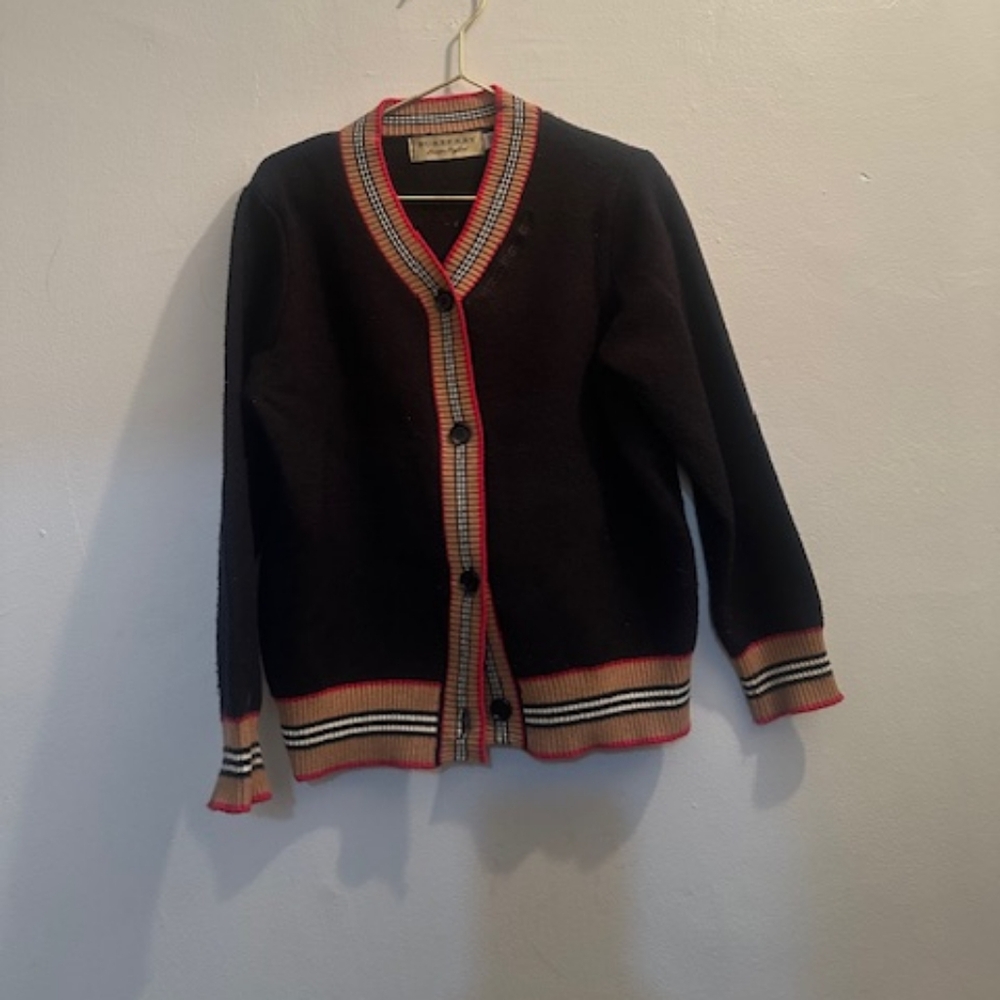 Black Cardigan with Red Trim